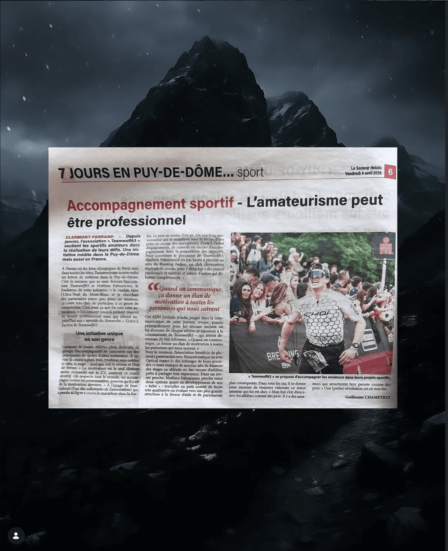 Article Le Semeur Hebdo — accompagnement sportif des amateurs